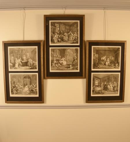 Set of Six Period William Hogarth engravings "Marriage Å La Mode" - R14811